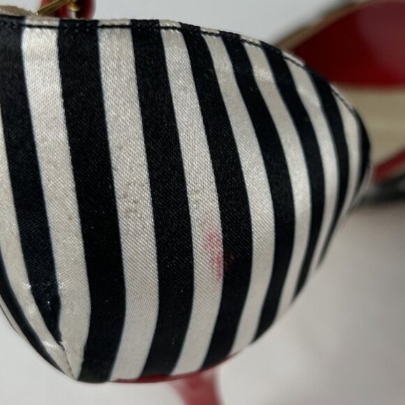 Comme il Faut Argentine Tango Heels Sz 38 US 8 Red Black White Polka Dots Stripe - Picture 6 of 8